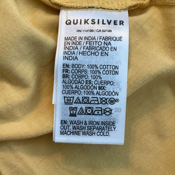 Quiksilver Moon Groove Graphic Tee Yellow Cotton Short Sleeve Crewneck M - Picture 8 of 11